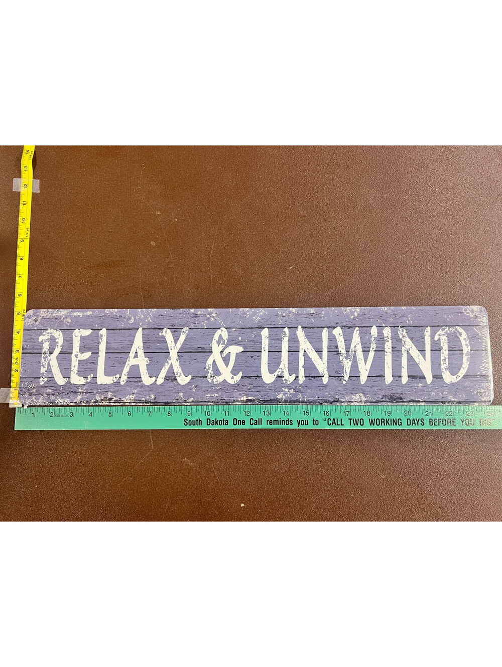 Relax & Unwind 5x24 Aluminum Metal Sign Purple Rustic Spa Wall Decor